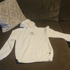 Overtime White Hoodie with Green Logo
